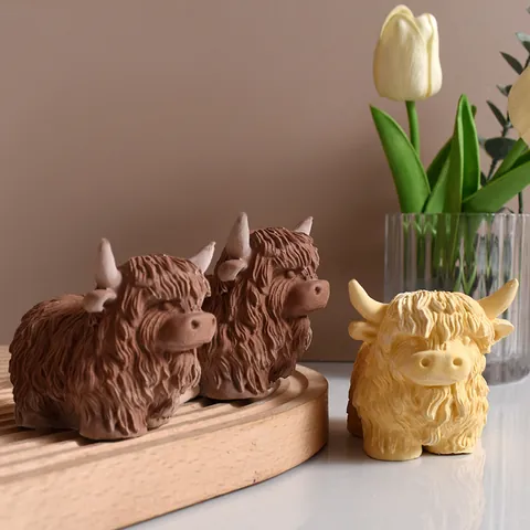 Creative Highland Cow Silicone Mold For DIY Resin Statue Wall Decor Casting Mold 3D Animal Shape DIY Handcrafting Mold