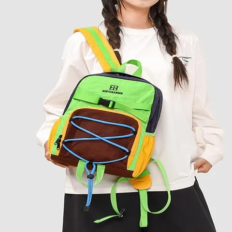 Große Kapazität Outdoor Kordelzug Rucksack Farbblock Spleißen Wandern Berg Rucksack Nylon Wasserdicht Reise Schultasche