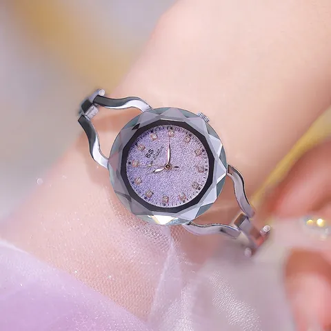 BS Bee Sister Women Quartz Bracelet Watch Elegant Rhinestone Glitter Dial Diamond Cut Glass Fashion Alloy Wristwatch