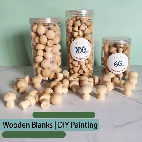 Unfinished Wood Mushrooms Schima Superba Natural Wooden Peg Dolls For DIY Painting Craft Early Education Toys Home Decor