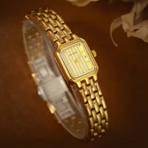 Vintage Rechteck Damen Quarzuhr Edelstahlband Kleines Quadratisches Zifferblatt Elegante Luxuriöse Damen Armbanduhr Gold Silber Mode Schmuck Uhr