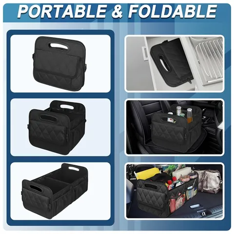 Car Trunk Organizer Large Capacity Foldable Oxford Cloth Storage Box With Compartments Car Interior Storage Container