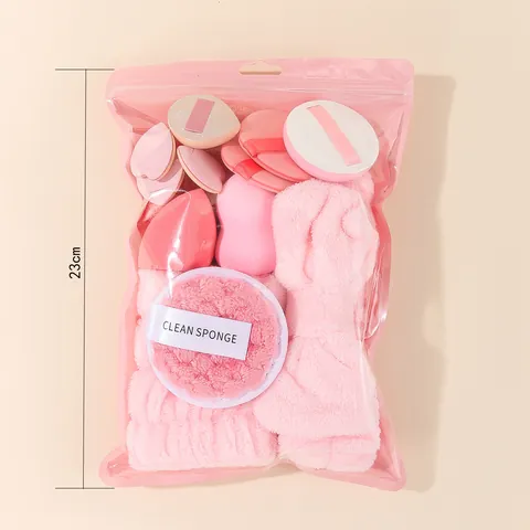 Pink Makeup Sponge Set With Bow Headband And Wristbands Hydrophilic Non-Latex Beauty Blender Sponges For Dry Wet Use Women Makeup Tools