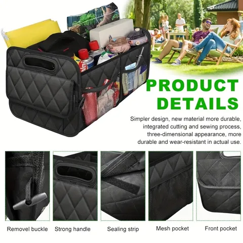 Große Kapazität Auto Kofferraum Organizer Oxford Gewebe Faltbare Aufbewahrungsbox Mit Griffen Multifunktionale Kfz-Tasche