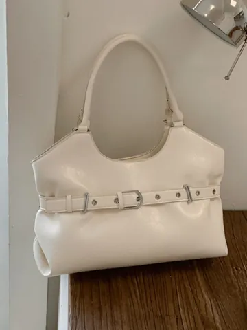 Women PU Leather Tote Bag Fashion Shoulder Underarm Bag With Belt Buckle Decor Casual Large Capacity Handbag Daily Travel