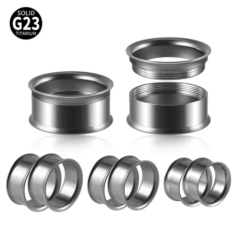 G23 ASTM F136 Titanio Filettatura Interna Double Flare Ear Tunnels Plugs Hiphop Piercing Gioielli Per Uomo Donna Gauges