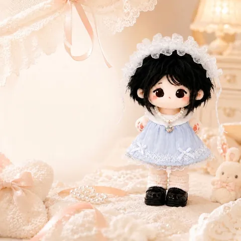 Ropa de Muñeca de Peluche de 10cm Natasha Serie Sal de Mar Nieve Atuendo de Sirvienta de Encaje Con Collar de Perlas Artificiales