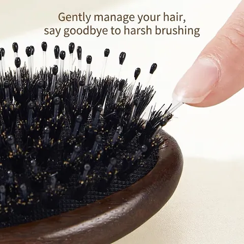 Spazzola per Capelli Massaggiante a Cuscino d'Aria in Legno di Sandalo e Setole di Cinghiale Districante per Cuoio Capelluto Donna Uomo