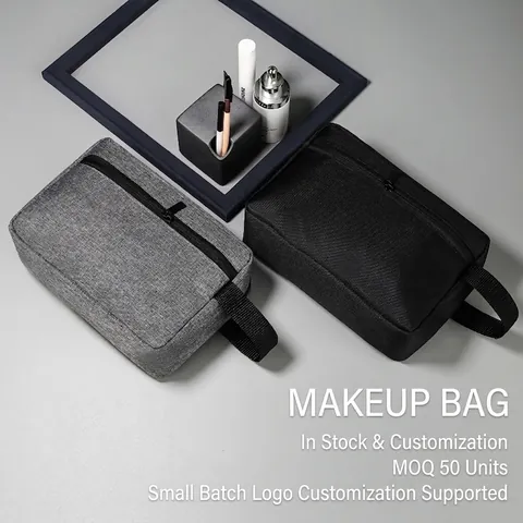 Portable Digital Electronics Organizer Bag Waterproof Cationic Fabric Toiletry Makeup Cosmetic Storage Case With Handle