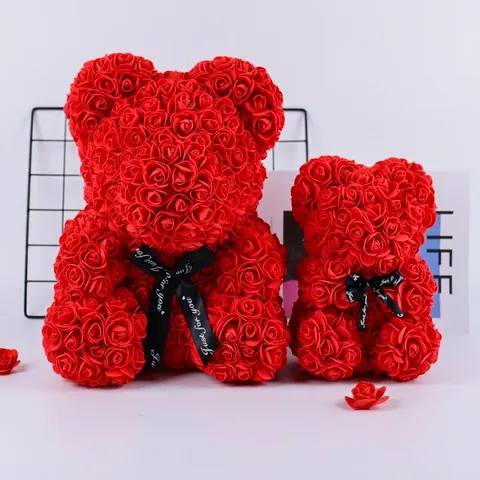 Handmade PE Foam Rose Bear Artificial Flower Forever Rose Teddy Bear Romantic Valentine's Day Christmas Birthday Gift For Women Girls Home Decoration
