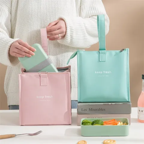 Large Capacity PU Leather Insulated Lunch Bag Portable Thickened Thermal Lunch Box Tote For Picnic Office School Women Men