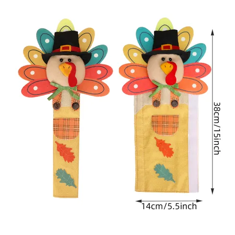 Thanksgiving Turkey Refrigerator Handle covers Cartoon Turkey Kitchen Appliance Protector For Refrigerator Oven Microwave Handle Decoration