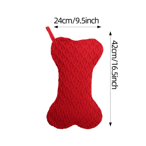 Bone Shaped Knitted Christmas Stocking Gift Bag Polyester Cable Knit Diamond Pattern Holiday Pendant Home Decor Stocking