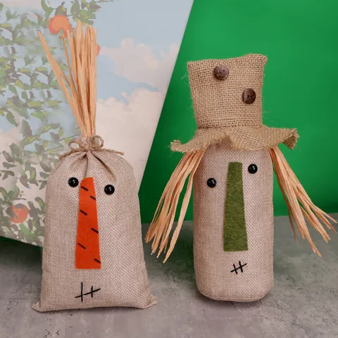 Thanksgiving Burlap Scarecrow Doll Ornament Creative Handmade Autumn Harvest Table Figurine Home Scene Decoration Gift