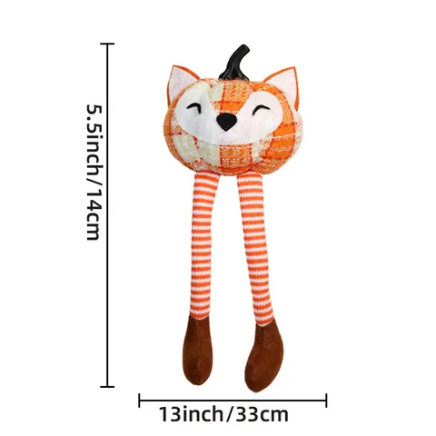 Thanksgiving Harvest Pumpkin Doll Figurine Plaid Fabric Raccoon Fox Design Home Window Decor Stuffed Plush Ornament