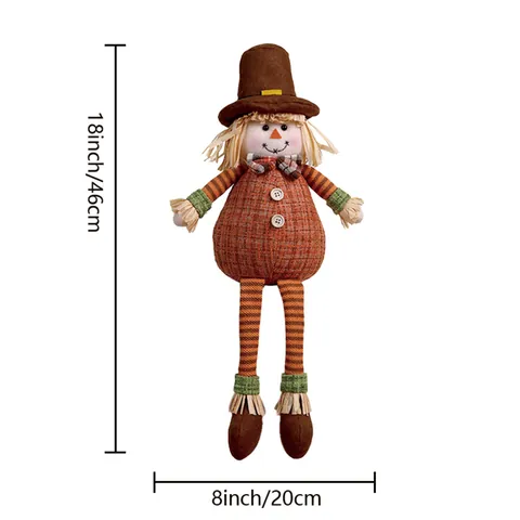 Thanksgiving Sunflower Scarecrow Doll Decoration Autumn Harvest Festival Straw Hat Hanging Leg Doll Home Table Ornament