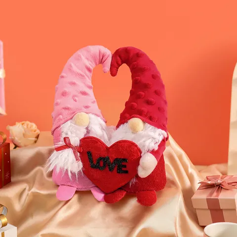 Ensemble de Poupées Couple de Gnomes sans Visage Fabriqué à la Main Avec Décoration Cœur Amour Gnome en Peluche pour la Saint-Valentin Fête des Mères Décoration de la Maison Ornement Cadeau