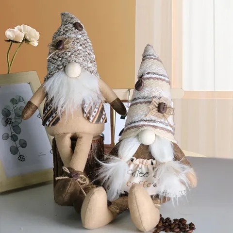 Kaffee Thema Langbeinige Gnome Rudolph Plüschpuppe Nordischer Stil Tischdekoration Ornament Für Zuhause Büro Kaffeebar Geschenk