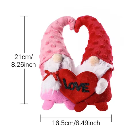Ensemble de Poupées Couple de Gnomes sans Visage Fabriqué à la Main Avec Décoration Cœur Amour Gnome en Peluche pour la Saint-Valentin Fête des Mères Décoration de la Maison Ornement Cadeau
