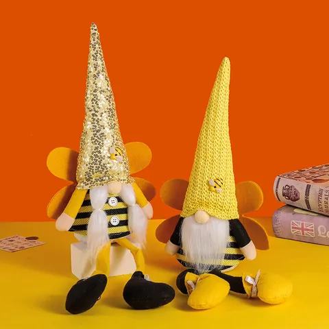 Bee Festival Gnome Plush Doll Bee Day Decoration Bumble Bee Faceless Doll Long Legged Gnome Figurine For Home Party Ornament