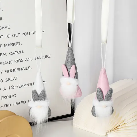 Gnomo de Pascua de Peluche Adornos Colgantes Con Orejas de Conejo Muñeco Sin Rostro Decoraciones Para Hogar Fiesta Regalo Estacional