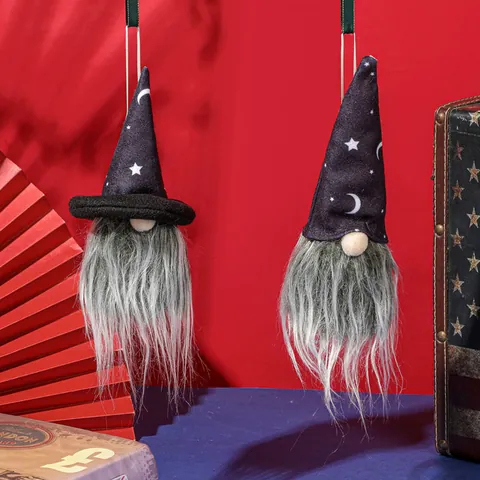 Halloween Gnom Hängende Puppe Zaubererhut Stern Mond Muster Gesichtsloser Alter Mann Gnom Plüsch Ornament Für Festival Party Haus Dekor