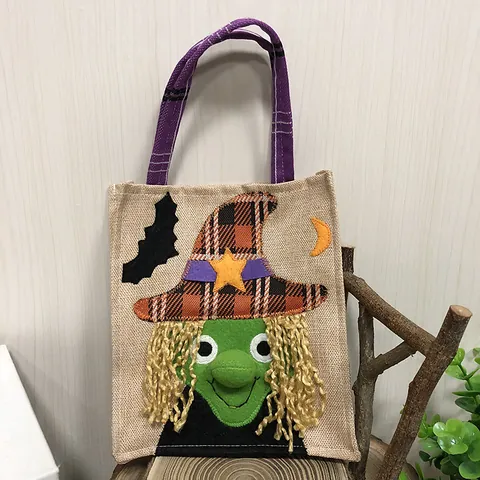 Halloween Non-Woven Fabric Candy Gift Bag Cartoon Pumpkin Witch Black Cat Tote Bag For Party Decoration Supplies