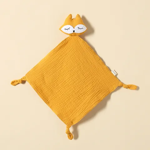 Copertina di Linus in Mussola di Cotone per Neonati Carino Volpe Lovey Doudou Lenitivo Morbida Garza Animale Peluche Giocattolo per il Sonno per Neonati