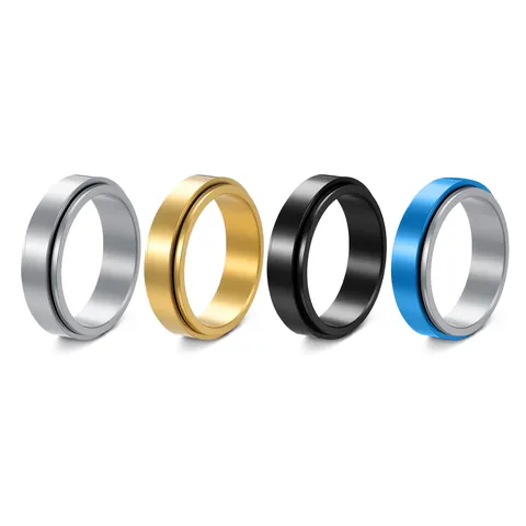 Titanium Steel Plain Spinner Ring For Men Women Stress Relief Minimalist Rotatable Band Fashion Jewelry Electroplated Polished Accessory