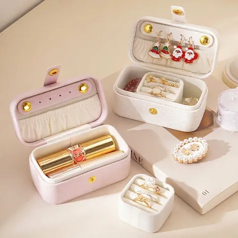 Portable Jewelry Box PU Leather Mini Travel Case For Rings Earrings Necklaces Simple Small Organizer Waterproof