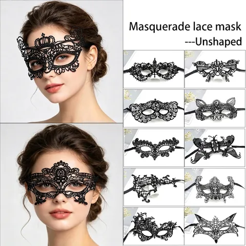 Black Lace Masquerade Mask Sexy Hollow Out Eye Mask For Women Party Halloween Costume Accessory Mystery Gothic Style
