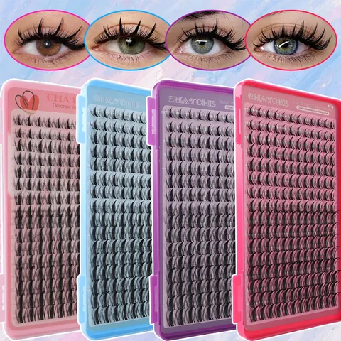 CMAYOME DIY Falsche Wimpern Verlängerung Set Einzelne Cluster Wimpern D Locke Synthetikfaser Wimpern Set