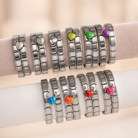 Italiaanse Charm Armband Roestvrij Staal Magnetische Hart Schakel DIY Modulaire Armband Voor Koppels Vrienden Sieraden Cadeau