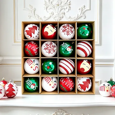 Décorations De Noël À Suspendre En Plastique Boules Décoratives Peintes Pour Fête De Vacances Décor Maison Cadeau Festif