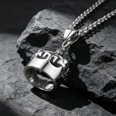 Vintage Edelstahl Krone Kreuz Anhänger Halskette Für Unisex Retro Königlichen Palast Stil Punk Trendy Schmuck Silber Farbe