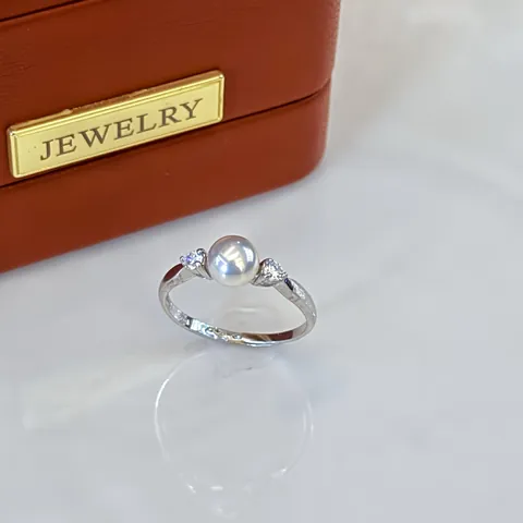 Süßwasserperle Verstellbarer Offener Ring Für Damen Kupfer Weißgold Galvanisiert Strass Minimalistischer Schmuck Geschenk Alltag