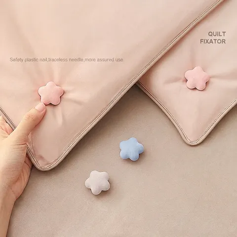 Quilt Fixator Clips Cotton Wrapped Star Flower Shape Anti-Slip Duvet Fastener For Bedding Button Unlock Safe Soft Glue