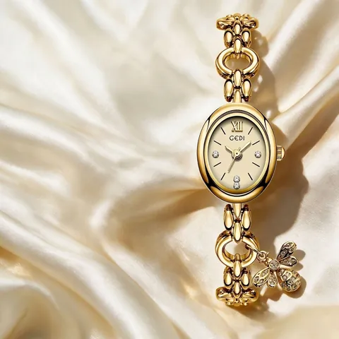 Dames Horloge Kwarts Ovale Wijzerplaat Legering Ketting Armband Met Bij Vis Hanger Elegant Vintage Stijl Voor Dames