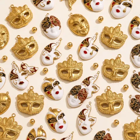 Stainless Steel Creative Peking Opera Mask Pendant Enamel Drip Oil Traditional Face Mask DIY Jewelry Necklace Accessories