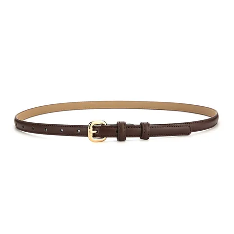 Ceinture Cuir Véritable Femme Polyvalente Fine Robe Ceinturons Boucle Ardillon Métal Rétro Accessoires Taille Mode