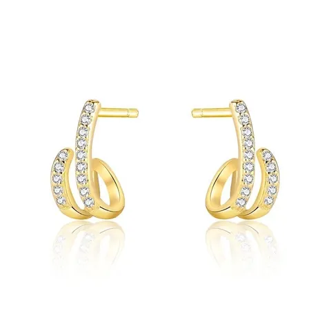 Orecchini Huggie A Doppia Fila Di Zirconi Con Perno In Argento 925 Gioielli Geometrici Minimalisti Chic Per Donna