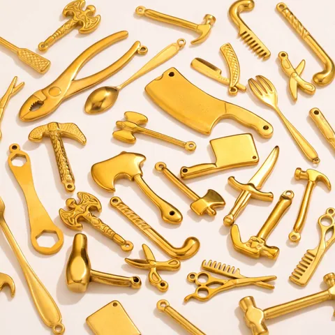 316L Stainless Steel Mini Tool Pendants Scissors Hair Dryer Hammer Axe Knife Shape Charms For DIY Jewelry Making Accessories