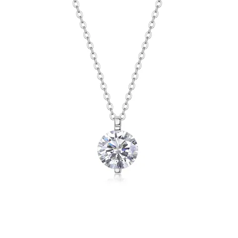 925 Sterlingsilber Moissanit Anhänger Halskette Brillanter Rundschliff Solitär Halskette Mit GRA Zertifikat Für Damen Hochzeits Schmuck