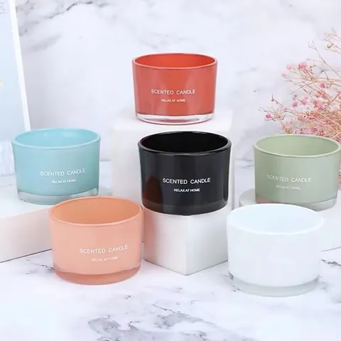 Portacandele in Vetro per Aromaterapia Nordico Moderno Minimalista Rotondo Fondo Ispessito Contenitore per Candele Profumate Ornamento da Tavolo