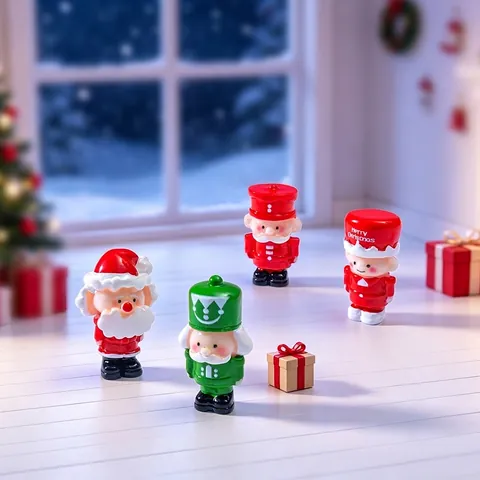 Cute Resin Miniature Christmas Figurines Santa Claus And Nutcracker Soldier Small Ornaments For Micro Landscape DIY Desktop Decor
