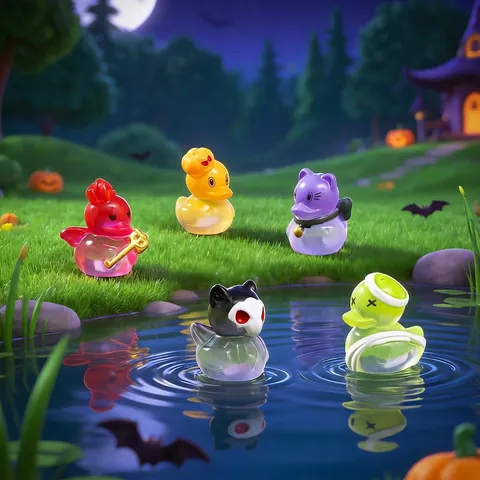 Halloween Mini Pumpkin Demon Duck Resin Ornaments DIY Micro Landscape Decorations Desktop Small Animal Ornaments Gift