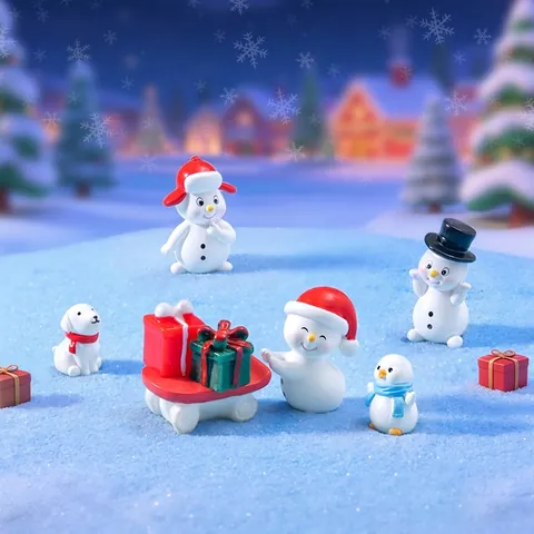 Christmas Snowman Penguin Dog Miniature Figurines Resin Cartoon Micro Landscape DIY Fairy Garden Ornaments For Home Decor Gift