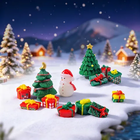Miniatuur Kerst Cadeaudoos Micro Landschap Kleine Hars Ornamenten Voor DIY Sprookjestuin Sneeuwscène Winter Tafel Decor Cadeaudoos Serie