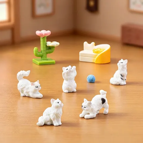 Figuras de Gato de Resina Realistas Accesorios en Miniatura para Casa de Muñecas Adornos de Escritorio Decoración de Micro Paisaje Regalo