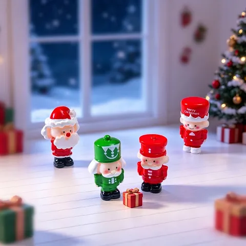 Cute Resin Miniature Christmas Figurines Santa Claus And Nutcracker Soldier Small Ornaments For Micro Landscape DIY Desktop Decor